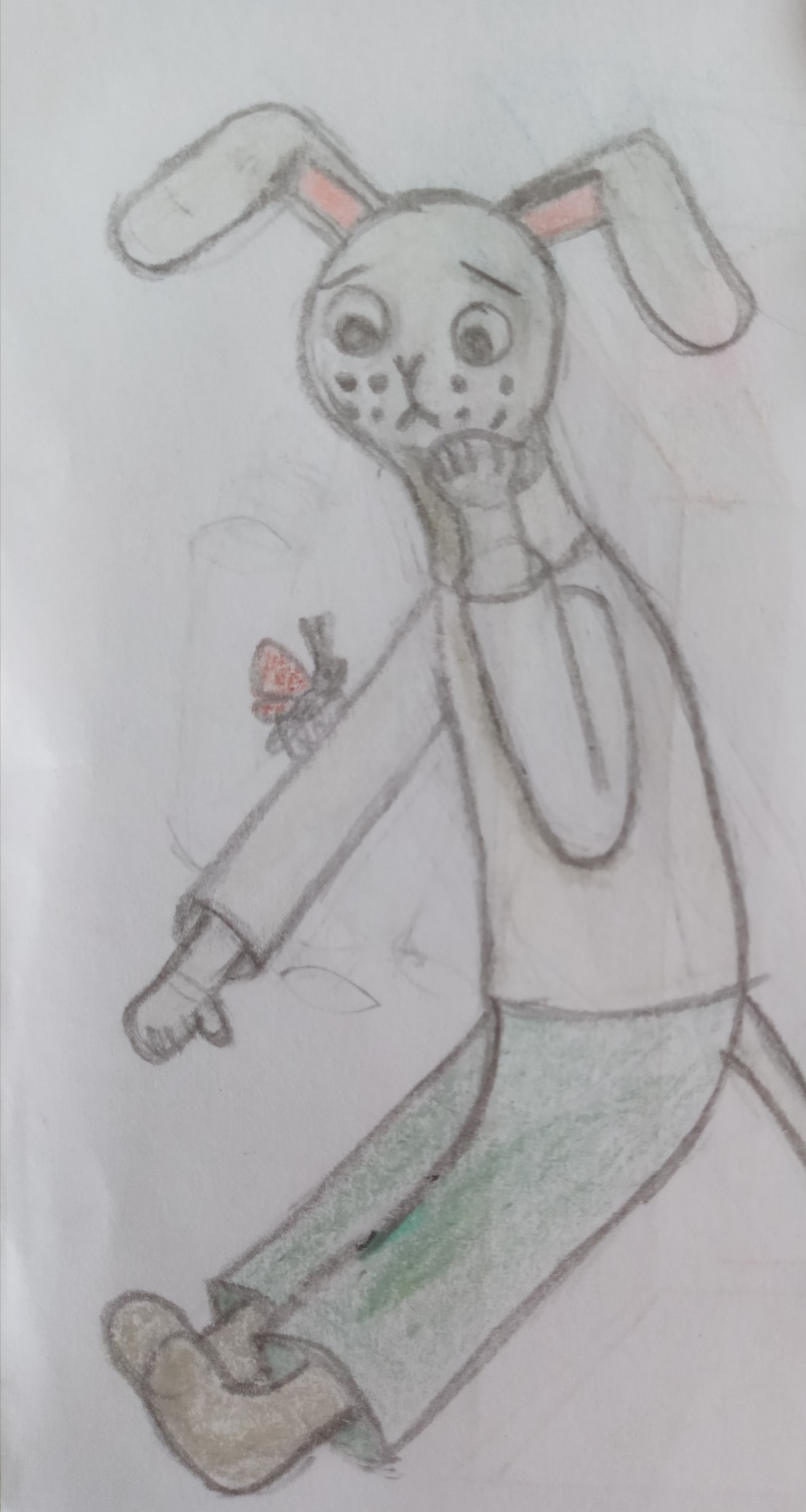 a drawing of a cabbit with a butterfly